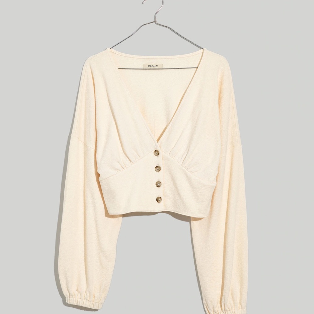 Madewell Deep-V Button-Front Crop Top